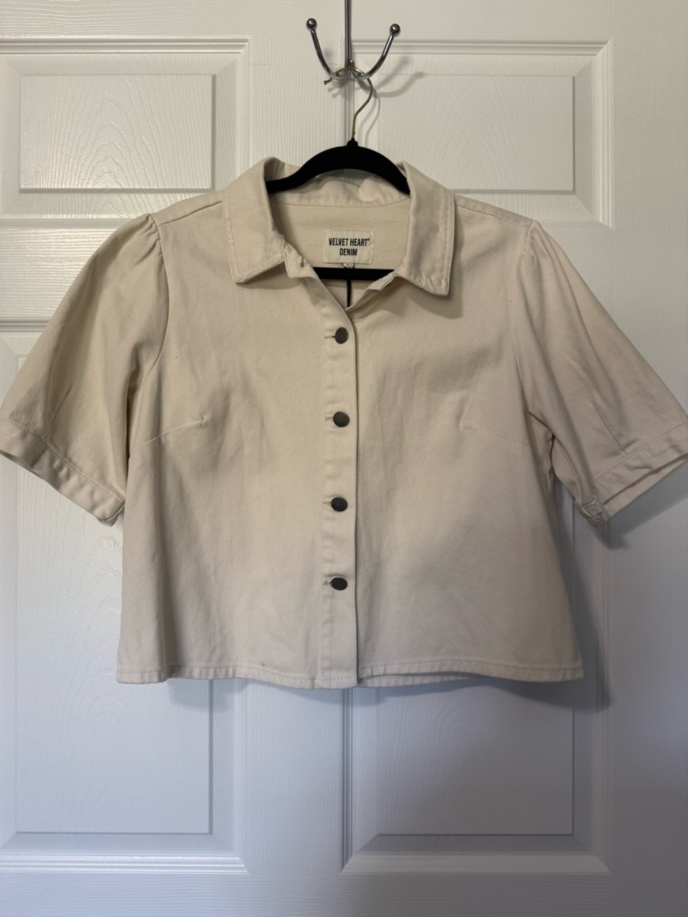 Velvet Heart Denim NWT Cropped Denim Short Sleeve Jacket- L - Picture 2 of 8